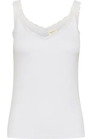 Part Two Femme, Tops, Blanc, Taille: 38 FR Haut sans Manches en Dentelle Bright