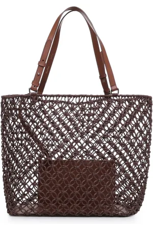 Max Mara Femme, Sacs, Brun, Taille: ONE Size Sac en corde de coton tissée à la main avec anses en cuir