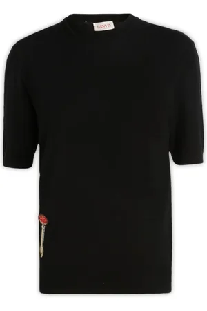 Lanvin Femme, Tops, Noir, Taille: 38 FR T-shirt à Manches Courtes et Col Rond