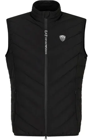 EA7 Homme, Vestes, Noir, Taille: 2XL Veste sans manches avec coutures géométriques