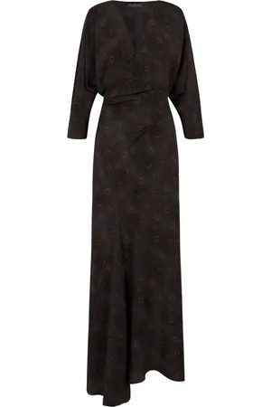 Cortana Femme, Robes, Noir, Taille: 40 FR Robe Asymétrique en Soie Imprimée Daria