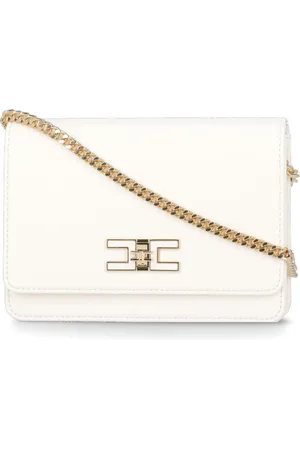 Elisabetta Franchi Femme, Sacs, , Taille: ONE Size Sac Pochette Écru à Chaîne