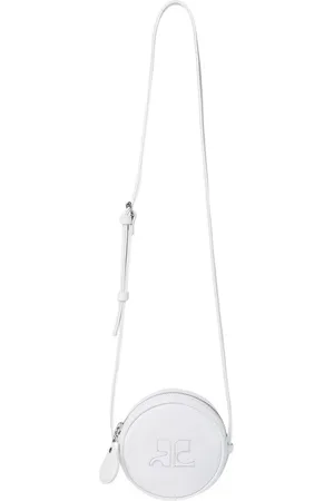 Courrèges Homme, Sacs, Blanc, Taille: ONE Size Sac Bandoulière Rond en Cuir Moderne