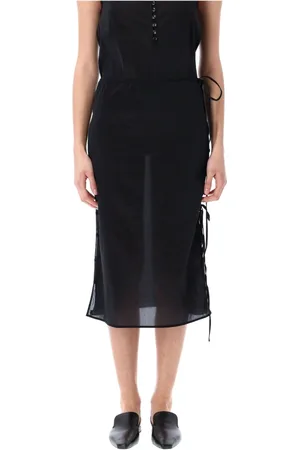 Low Classic Femme, Jupes, Noir, Taille: 40 FR Jupe Midi Noire Semi-Transparente avec Fermeture sur le Côté
