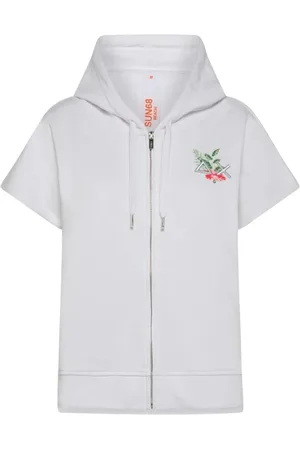 sun68 Femme, Sweatshirts et sweats à capuche, Blanc, Taille: 40 FR Pull Blanc de Plage