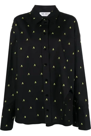 The Attico Femme, Blouses et Chemises, Noir, Taille: 36 FR Chemise Diana Oversized à Logo Imprimé