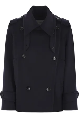 Max Mara Femme, Manteaux, Bleu, Taille: 36 FR Manteau Caban Bleu en Laine et Cachemire