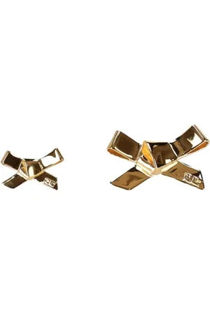 Elisabetta Franchi Femme, Accessoires, Jaune, Taille: ONE Size Boucles d`oreilles doré avec fermeture logo