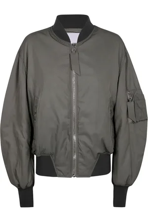 The Attico Femme, Vestes, Vert, Taille: 36 FR Manteau Bomber Vert Olive Zippé à Col Baseball