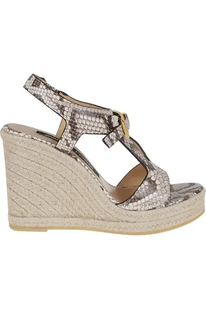 Sergio Rossi Femme, Chaussures, Brun, Taille: 37 EU Sandales marron avec talon compensé en corde