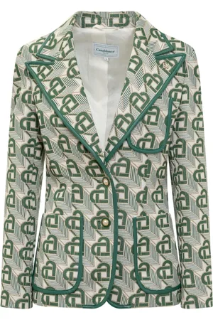 Casablanca Femme, Vestes, Vert, Taille: 38 FR Blazer Veste Élégante à Boutons Bijou