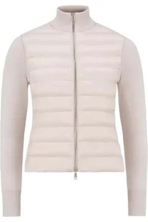 Moncler Femme, Pulls, Rose, Taille: 42 FR Cardigan rembourré en laine avec devant en nylon