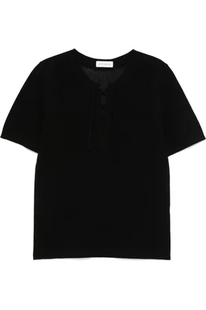 DRIES VAN NOTEN Homme, Tops, Noir, Taille: L Pull à Manches Courtes avec Laçage