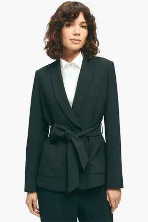 Brooks Brothers Femme, Vestes, Noir, Taille: 38 FR Veste Bleu Marine Stretch en Polyester