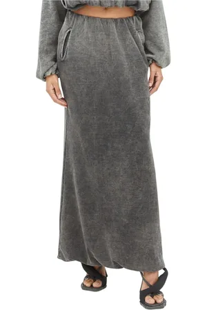 Diesel Femme, Jupes, Gris, Taille: 40 FR Jupe Maxi Double Épaisseur en Jersey de Coton