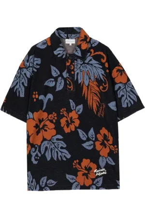 Maison Kitsuné Homme, Chemises, Multicolore, Taille: S Polo Jacquard Fleurs Tropicales