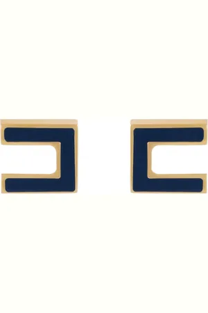 Elisabetta Franchi Femme, Accessoires, Bleu, Taille: ONE Size Boucles d`oreilles logo doré avec émail coloré