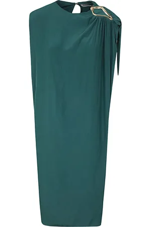 Lanvin Femme, Robes, Vert, Taille: 38 FR Robe Mi-Longue Dragon Drapée