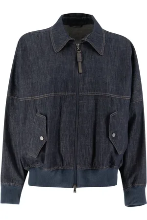 Brunello Cucinelli Femme, Vestes, Bleu, Taille: 40 FR Veste en jean à col classique
