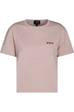 A.P.C. Femme, Tops, Rose, Taille: 38 FR T-shirt Rose Logo Contrastant Col Rond