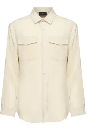 Giuliano Galiano Homme, Chemises, , Taille: XL Chemise Off-White Phante avec Col Italien