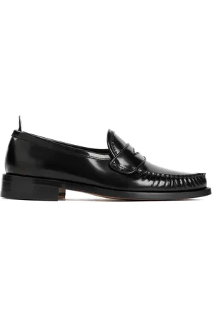 Thom Browne Homme, Chaussures, Noir, Taille: 40 EU Mocassins plissés Varsity
