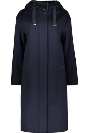 HERNO Femme, Manteaux, Bleu, Taille: 36 FR Manteau en laine avec capuche ajustable
