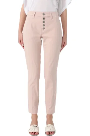 Dondup Femme, Pantalons, Rose, Taille: W28 Pantalon en coton stretch avec bouton bijou