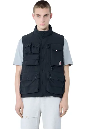 Moncler Homme, Vestes, Noir, Taille: XL Gilet de Terrain Rembourré avec Logo Motif