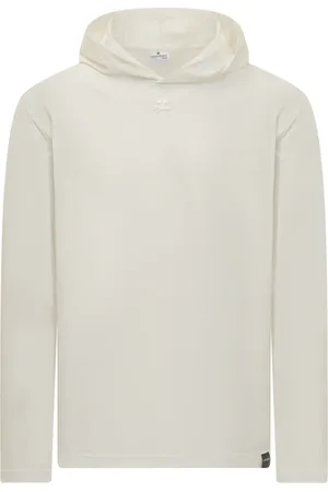 Courrèges Homme, Sweatshirts et sweats à capuche, Blanc, Taille: L T-shirt à capuche