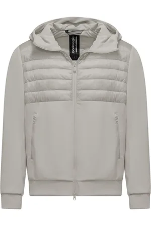 Bomboogie Homme, Vestes, Gris, Taille: 2XL Veste bi-matière en nylon et maille avec capuche