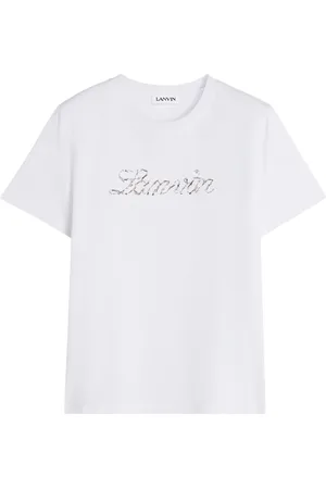 Lanvin Femme, Tops, Blanc, Taille: 42 FR T-shirt Logo Script Brodé