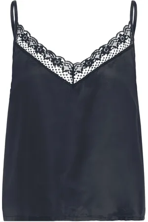 Part Two Femme, Tops, Bleu, Taille: 44 FR Élégant Haut en Dentelle Bleu Foncé
