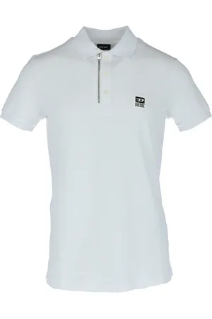 Diesel Homme, Tops, Blanc, Taille: S Polo Blanc Imprimé à Manches Courtes