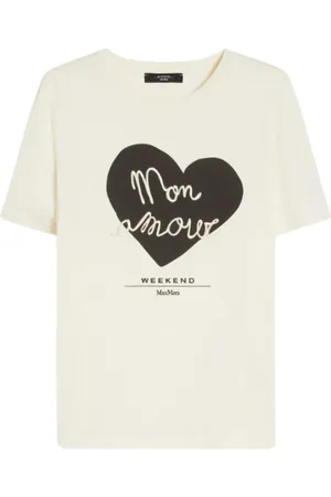 Max Mara Femme, Tops, , Taille: 40 FR T-shirt en jersey brodé à manches courtes