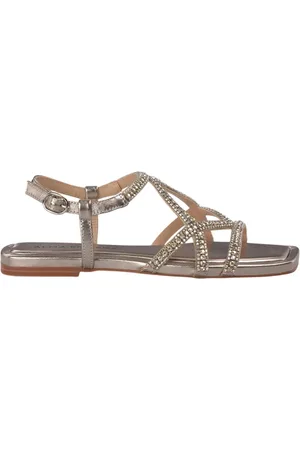 Alma en Pena Femme, Chaussures, Jaune, Taille: 38 EU Sandale croisée avec des pierres