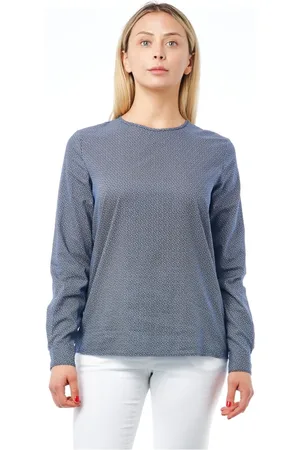 BAGUTTA Femme, Blouses et Chemises, Bleu, Taille: 42 FR Chemisier à Imprimé Géométrique et Fermeture Bouton