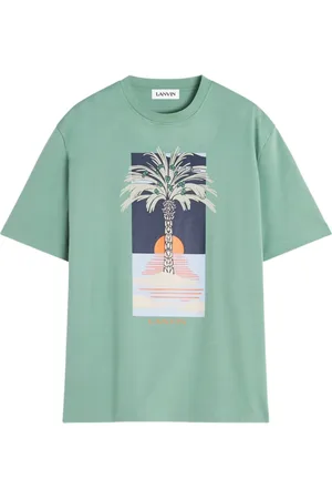 Lanvin Homme, Tops, Vert, Taille: M T-Shirt Vert d`Eau à Col Rond