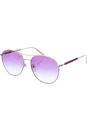 Longchamp Femme, Accessoires, Gris, Taille: ONE Size Lunettes de soleil ovales à monture métallique