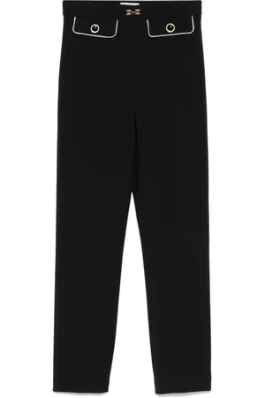 Elisabetta Franchi Femme, Pantalons, Noir, Taille: 42 FR Pantalon Noir avec Détails de Passepoil