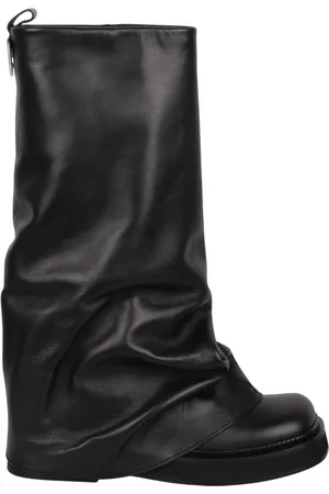 The Attico Femme, Chaussures, Noir, Taille: 38 EU Bottes en cuir à couches avec bout rond