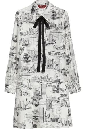Max Mara Femme, Robes, Blanc, Taille: 36 FR Robe Imprimée en Soie