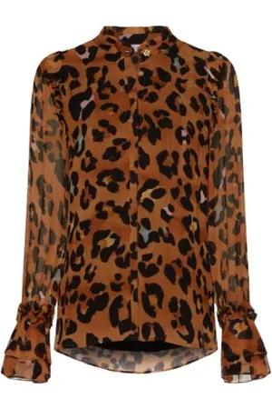 Fabienne Chapot Femme, Blouses et Chemises, Brun, Taille: 40 FR Blouse Carmen Imprimé Léopard