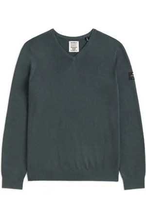 ECOALF Homme, Pulls, Vert, Taille: L Pull en maille col V Ferro