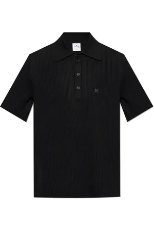 Courrèges Homme, Tops, Noir, Taille: L Polo côtelé