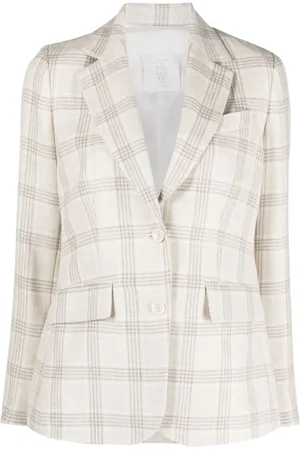ELEVENTY Femme, Vestes, Blanc, Taille: 36 FR Longue Veste Blanche Décontractée en Lin et Laine