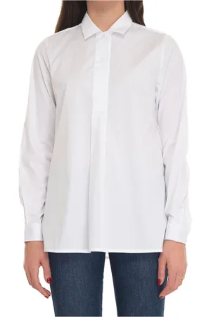 FAY Femme, Blouses et Chemises, Blanc, Taille: 40 FR Chemisier en coton à manches longues avec boutons