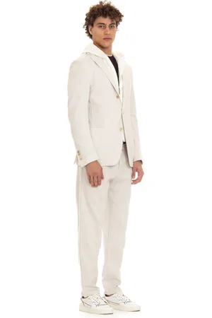 ELEVENTY Homme, Costumes, Blanc, Taille: M Veste avec Boutons en Corne et Davantino Amovible