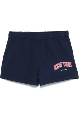 Sporty & Rich Femme, Shorts, Bleu, Taille: 40 FR Shorts Sportifs Bleu Marine avec Logo