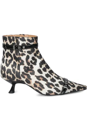 Ganni Femme, Chaussures, Brun, Taille: 39 EU Botte léopard avec boucle décorative